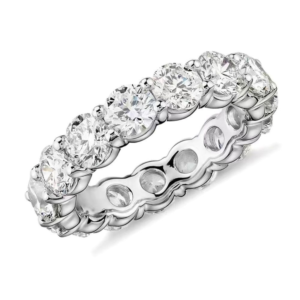 7 CT TW Moissanite Diamond Eternity Band GRA Cert White Gold over 925 Silver NEW